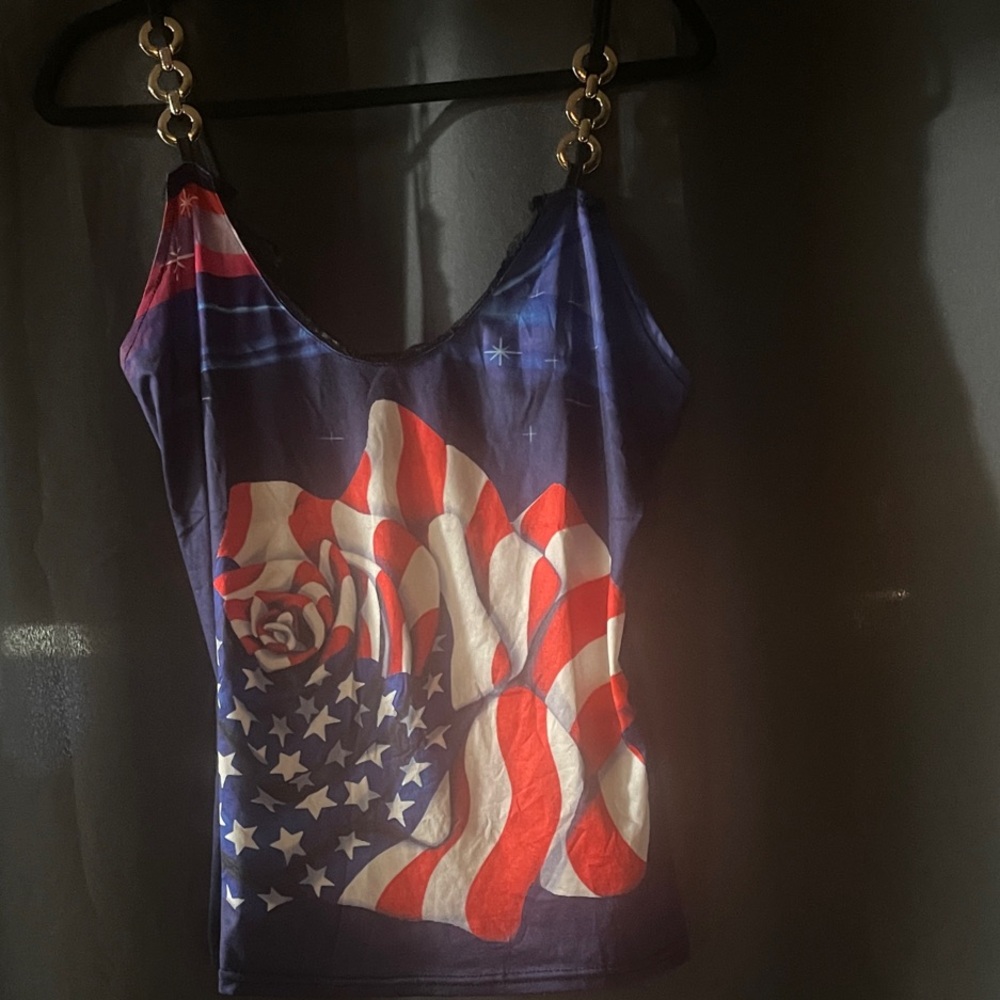 Women's Patriotic Flag Print Top